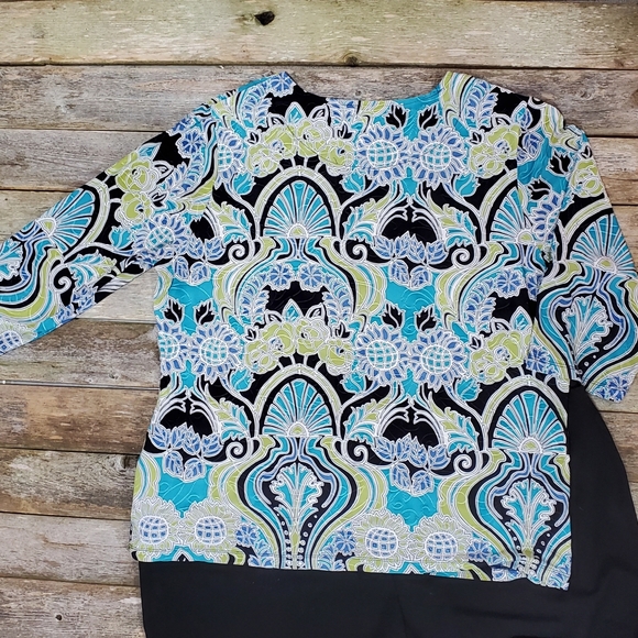 JM Collection Women 3/4 sleeve liquid knit round neckline top 1X plus size - Picture 10 of 10